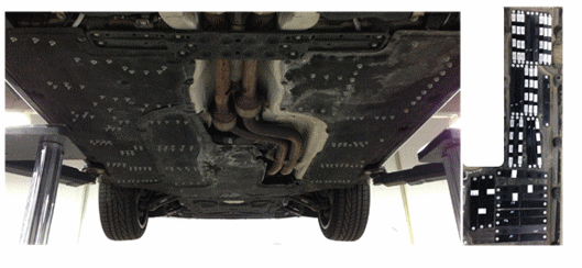 Exposition de pièces sous voiture - projet européen AUTOFATCOR fatigue-corrosion - expertise corrosion automobile